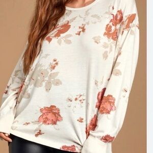 FREE PEOPLE Arielle soft oversized knit floral top in Medium